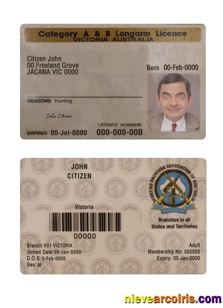 Australia Victoria state A & B longarm license